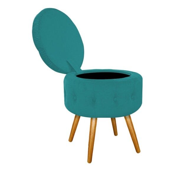 Puff Londres Baú Palito Mel Suede Azul Turquesa - Sts Móveis - 3