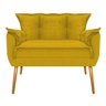 Kit Namoradeira, 02 Poltronas e Puff Opala Base Giratória Madeira Suede Amarelo - STS Móveis - 2