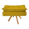 Kit Namoradeira, 02 Poltronas e Puff Opala Base Giratória Madeira Suede Amarelo - STS Móveis - 4
