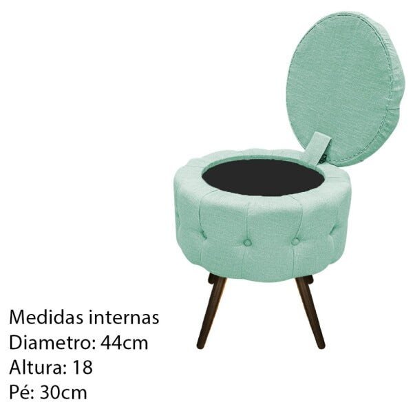 Kit 4 Puffs Londres Baú Palito Tabaco Linho Azul Turquesa - Sts Móveis - 6