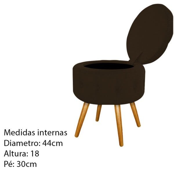 Puff Londres Baú Palito Mel Suede Marrom - Sts Móveis - 5