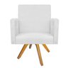 Kit 04 Poltronas Beatriz Base Giratória de Madeira Suede Branco - STS Móveis - 3
