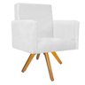 Kit 04 Poltronas Beatriz Base Giratória de Madeira Suede Branco - STS Móveis - 2
