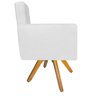 Kit 04 Poltronas Beatriz Base Giratória de Madeira Suede Branco - STS Móveis - 4