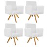 Kit 04 Poltronas Beatriz Base Giratória de Madeira Suede Branco - STS Móveis - 1
