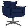 Poltrona Opala Base Giratória de Metal Suede Azul Marinho - Sts Móveis - 1