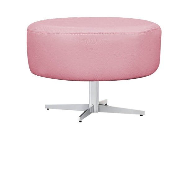 Puff Sofia Base Giratória de Metal Suede Rosa Bebê - Sts Móveis - 1