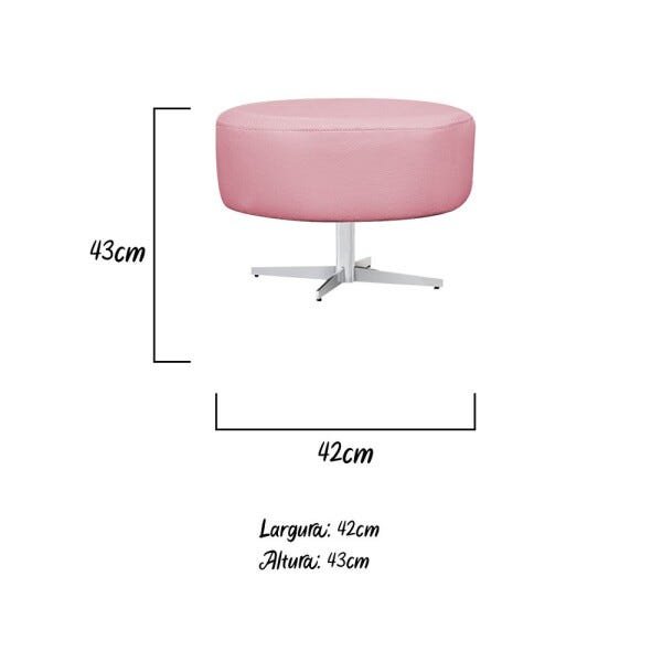 Puff Sofia Base Giratória de Metal Suede Rosa Bebê - Sts Móveis - 3