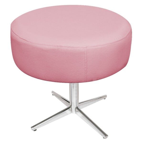 Puff Sofia Base Giratória de Metal Suede Rosa Bebê - Sts Móveis - 2