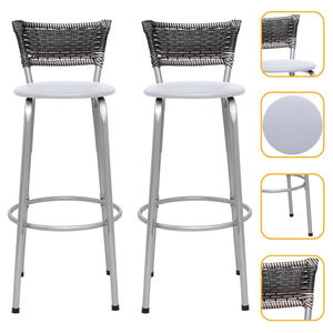 Kit 2 Banquetas para Balcão Prata Encosto Junco Bistrô Ilhas Gourmet Bares - Branco