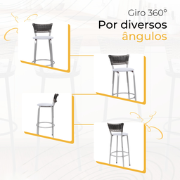 Kit 2 Banquetas Alta Vime Junco Degradê Sacada Àrea Gourmet Balcão Ilha Bancada bar piscina Cozinha - 5