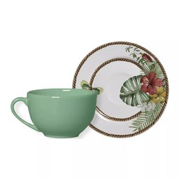 Conjunto com 6 Xícaras de Chá com Pires Tropicos 250ml Alleanza Cerâmica - 1