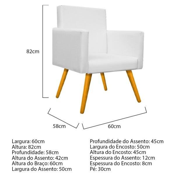 Kit Namoradeira e Poltrona Beatriz Palito Mel Corano Branco - STS Móveis - 5