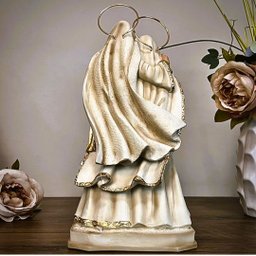 Imagem Sagrada Família Resina 20cm Marfim C/ Auréola Pequena - 9