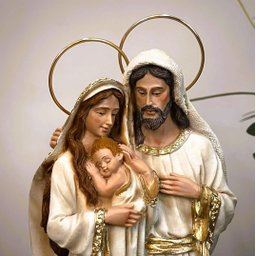 Imagem Sagrada Família Resina 20cm Marfim C/ Auréola Pequena - 3