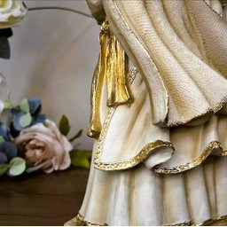Imagem Sagrada Família Resina 20cm Marfim C/ Auréola Pequena - 8