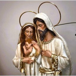 Imagem Sagrada Família Resina 20cm Marfim C/ Auréola Pequena - 4