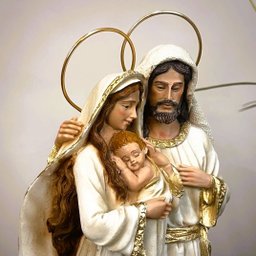 Imagem Sagrada Família Resina 20cm Marfim C/ Auréola Pequena - 5