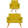 Kit Namoradeira e Poltrona Beatriz Base Giratória de Madeira Suede Amarelo - STS Móveis - 1