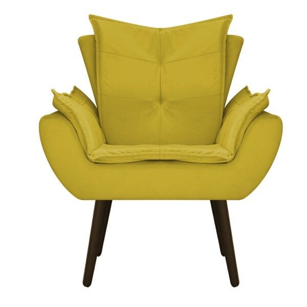 Poltrona Apolo Pés Palito Tabaco Suede Amarelo - STS Móveis - 2
