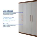 Ver imagem 6 de Guarda-Roupa Solteiro MDF 4 Portas 3 Gavetas Fênix