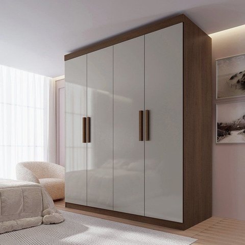 Guarda-Roupa Solteiro MDF 4 Portas 3 Gavetas Fênix