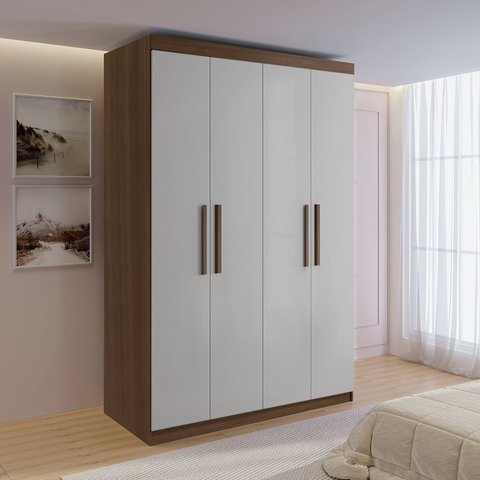 Guarda-Roupa Solteiro MDF 4 Portas 3 Gavetas Fênix