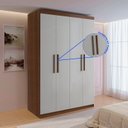 Ver imagem 7 de Guarda-Roupa Solteiro MDF 4 Portas 3 Gavetas Fênix