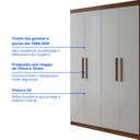 Ver imagem 6 de Guarda-Roupa Solteiro MDF 4 Portas 3 Gavetas Fênix