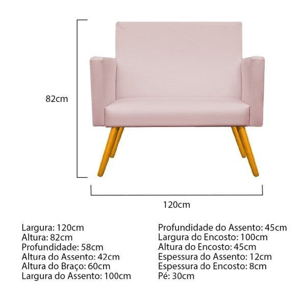 Namoradeira Beatriz Pés Palito Mel Corano Rosa Bebê - STS Móveis - 3