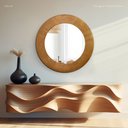 Ver imagem 1 de Espelho Decorativo Madrid Corino 90cm Redondo Caramelo