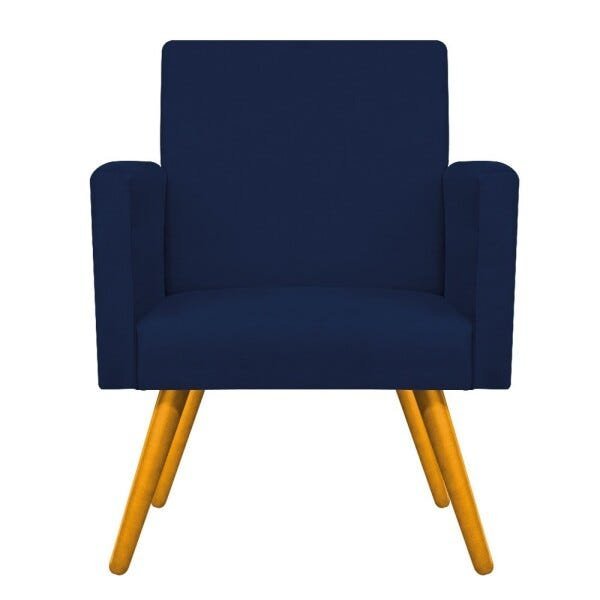 Kit Namoradeira e Poltrona Beatriz Palito Mel Suede Azul Marinho - STS Móveis - 6