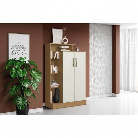 Armário Multiuso Florença Atacama 2 Portas 6 Prateleiras MDP 91cm Off White Aramóveis