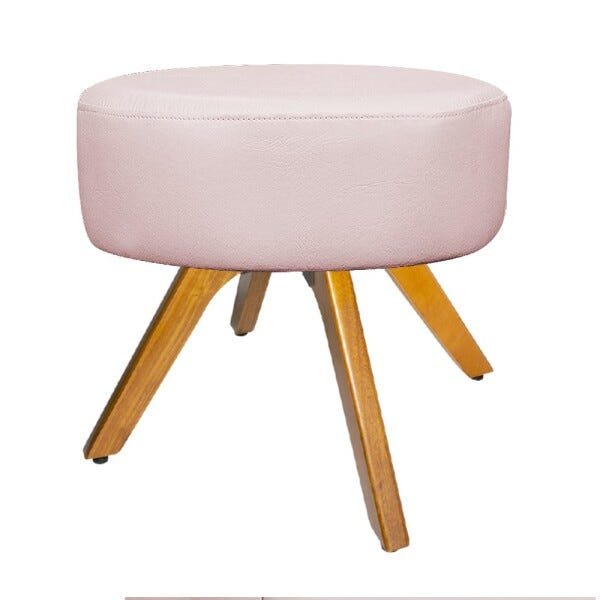 Kit Poltrona Beatriz e Puff Sofia Base Giratória de Madeira Corano Rosa Bebê - STS Móveis - 4