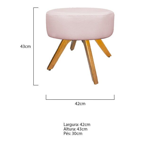 Kit Poltrona Beatriz e Puff Sofia Base Giratória de Madeira Corano Rosa Bebê - STS Móveis - 6