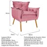 Kit Namoradeira e 02 Poltronas Opala Palito Mel Suede Rosa Bebê - STS Móveis - 6