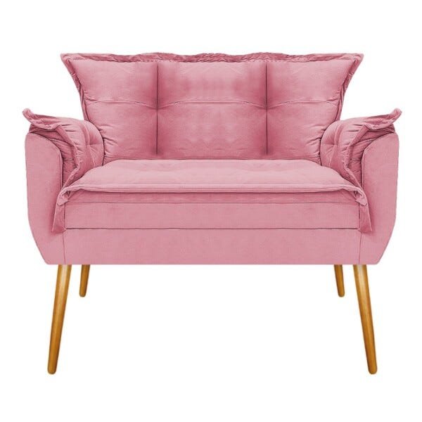 Kit Namoradeira e 02 Poltronas Opala Palito Mel Suede Rosa Bebê - STS Móveis - 2