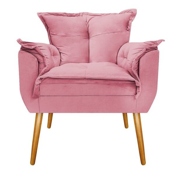 Kit Namoradeira e 02 Poltronas Opala Palito Mel Suede Rosa Bebê - STS Móveis - 4