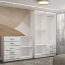 Ver imagem 5 de Guarda-roupa Bella 4 Portas 2 Gavetas com Cômoda 2 Portas 5 Gavetas Branco - Panorama Móveis