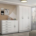 Ver imagem 1 de Guarda-roupa Bella 4 Portas 2 Gavetas com Cômoda 2 Portas 5 Gavetas Branco - Panorama Móveis