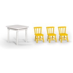 Conjunto Mesinha Infantil Branca com 3 Cadeiras Kids Amarela - Straub Web - 1