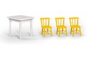 Ver imagem 1 de Conjunto Mesinha Infantil Branca com 3 Cadeiras Kids Amarela - Straub Web