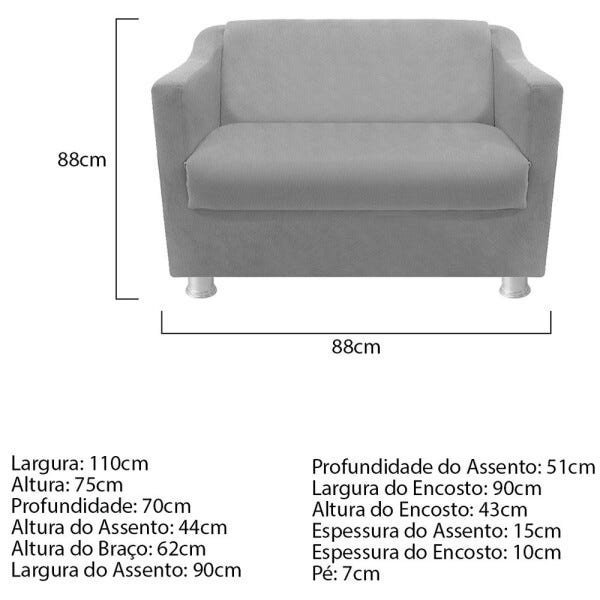 Namoradeira Tilla Suede Cinza - STS Móveis - 3