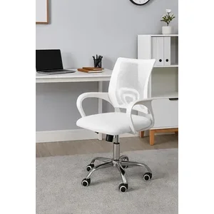 Cadeira Escritório Giratória Office Arco Estofado Mesh Branca