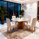 Ver imagem 1 de Sala de Jantar 90x90 Agile 4 Cad Viena Veludo Bege Bom Pastor