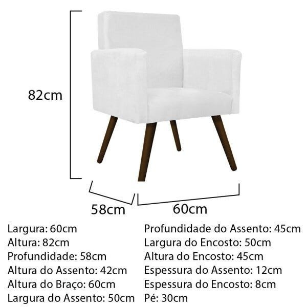Kit Namoradeira, Poltrona Beatriz e Puff Sofia Palito Tabaco Suede Branco - STS Móveis - 5