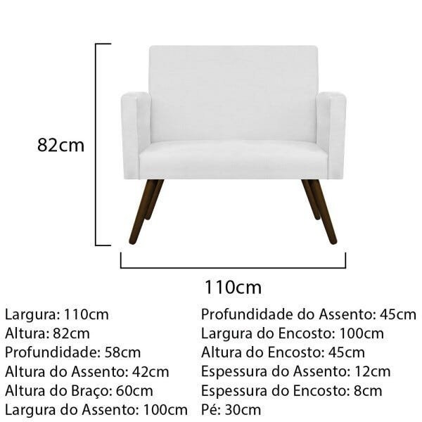 Kit Namoradeira, Poltrona Beatriz e Puff Sofia Palito Tabaco Suede Branco - STS Móveis - 6