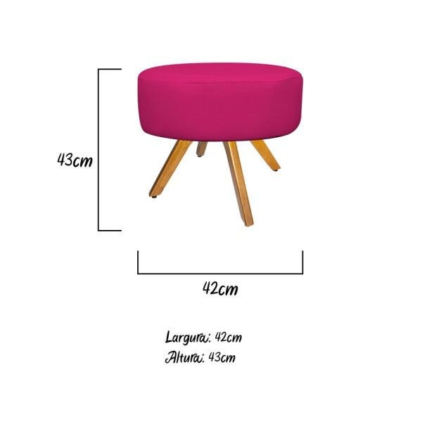Kit Poltrona Beatriz e Puff Sofia Base Giratória de Madeira Suede Pink - STS Móveis - 5