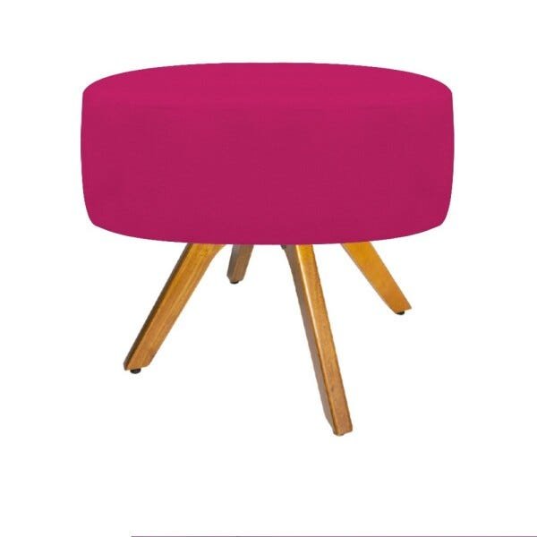 Kit Poltrona Beatriz e Puff Sofia Base Giratória de Madeira Suede Pink - STS Móveis - 3