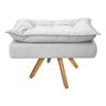 Kit Namoradeira e 2 Puff Opala Base Giratória de Madeira Suede Branco - Sts Móveis - 3